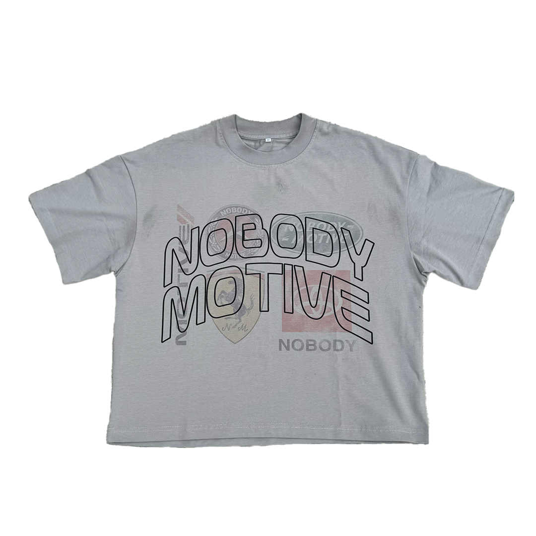 NOBODY AUTOMOTIVE BOXY CROPPED TEE (Grey)